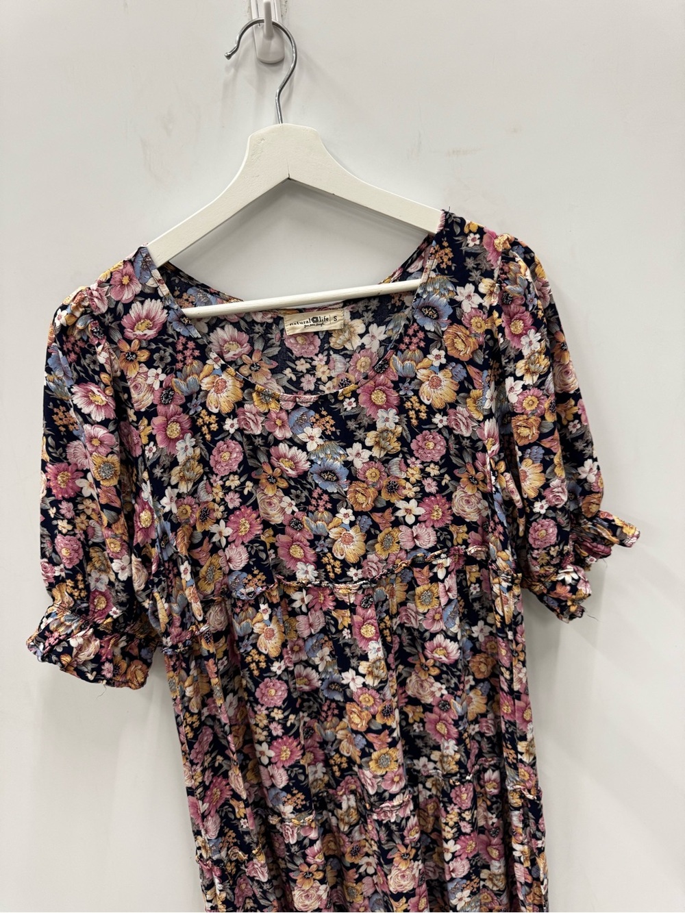 Natural Life Prairie Floral Maxi Dress Short Sleeve Size Small - Picture 3 of 9